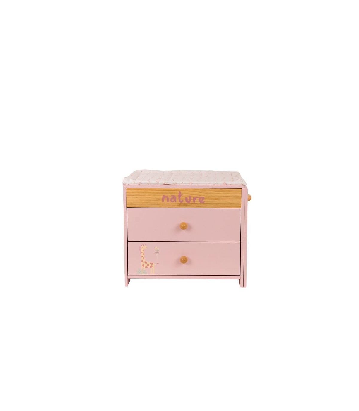 Cómoda Cambiador Nature de Madera para Muñecas Arias con Bañera y 2 Cajones