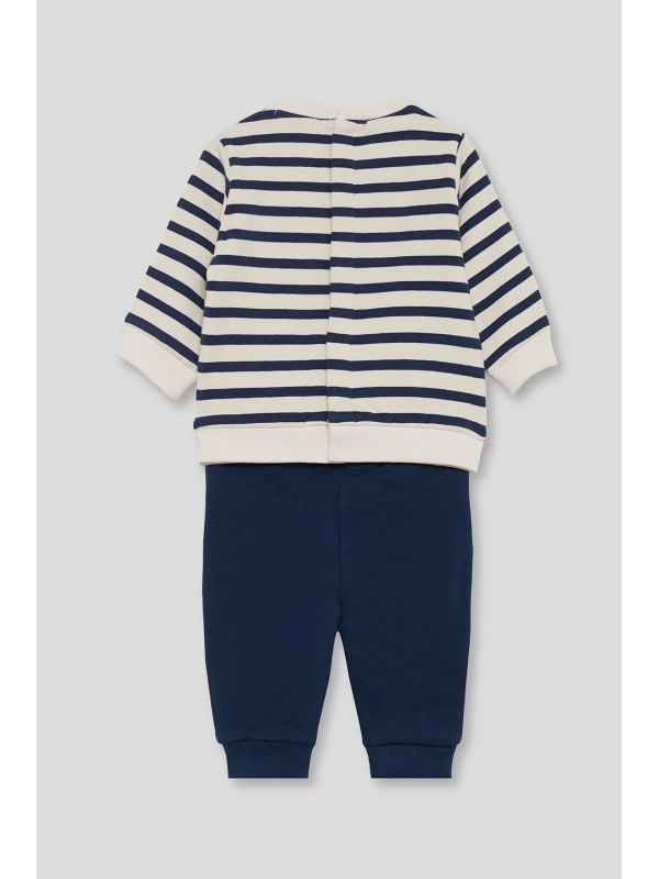 Conjunto Bebé Niño Rayas Azul Marino y Crudo con Ratón | Street Monkey | 362031