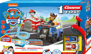 Carrera Paw Patrol Race N Rescue pista para vehículos de juguete De plástico, Pistas de carreras