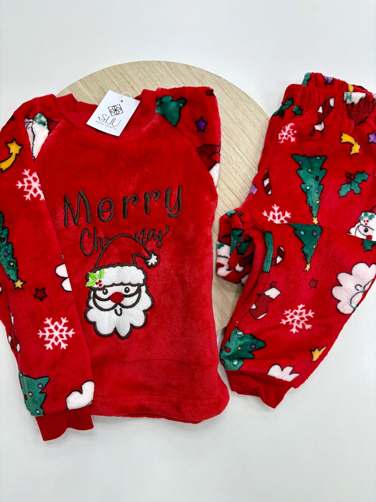 Pijama Navidad Familiar Coralina – Niños y Adultos 6 años-2XL | Dos Piezas con Dibujo Navideño