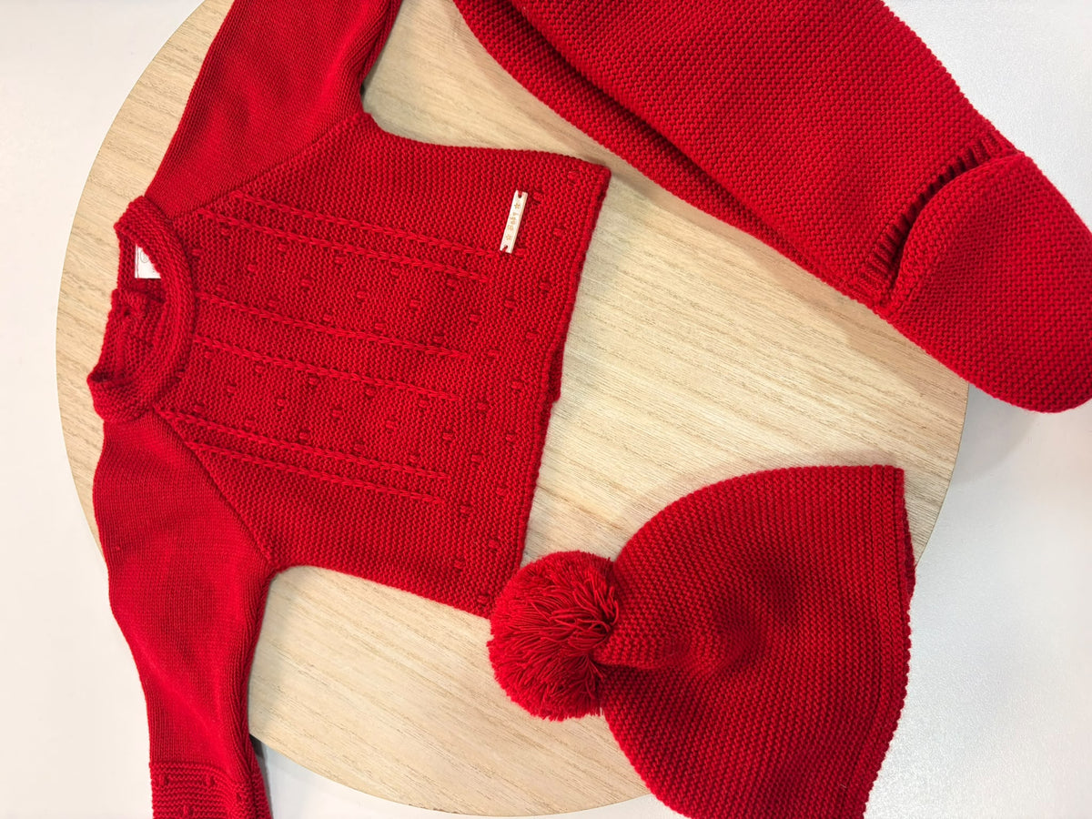Conjunto de Primera Puesta Rojo para Bebé | 00 a 6 Meses