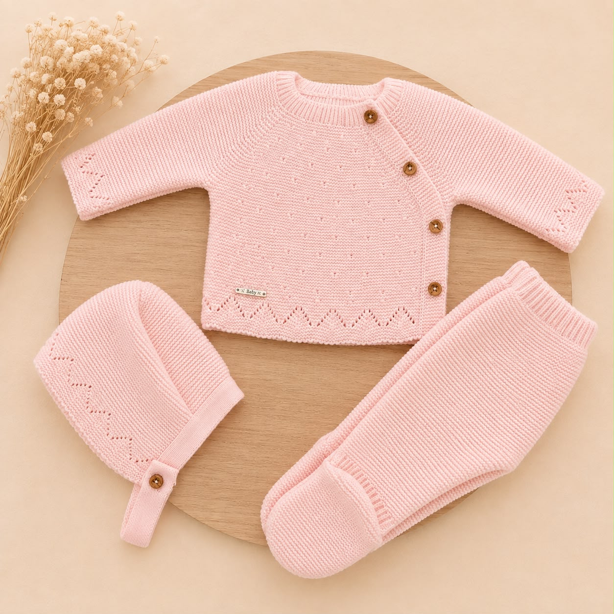 Conjunto de Primera Puesta Rosa Bebé para Bebé con Capota y Polaina | Siju Moda Infantil