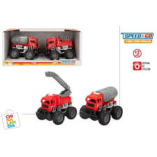 SPEED&GO-PK 2 CAMIONES BOMBEROS FRICCION