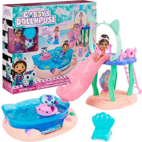 Gabby’s Dollhouse - Set de Piscina "Purr-ific Pool" con Figuras Gabby y MerCat