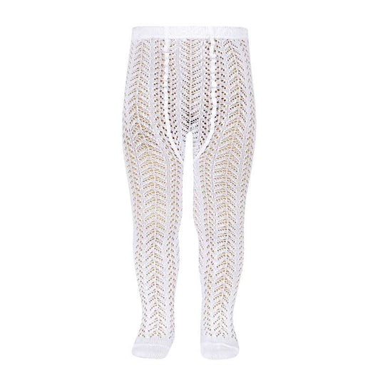 Leotardos de algodón perlé calados BLANCO Cóndor