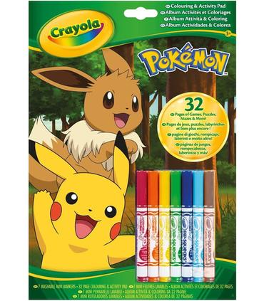 Libro Actividades Pokemon 7 Rotuladores CRAYOLA