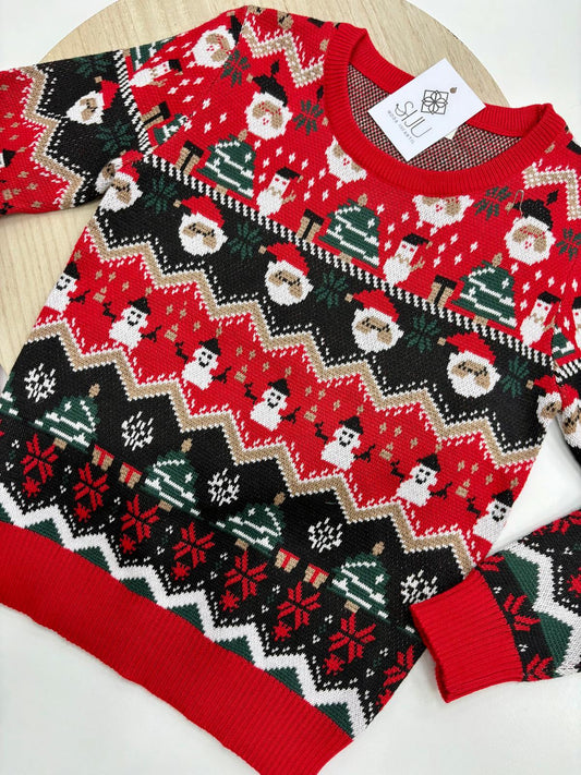 Jersey Navidad Infantil con Dibujos Navideños | Tallas 4-14 Años