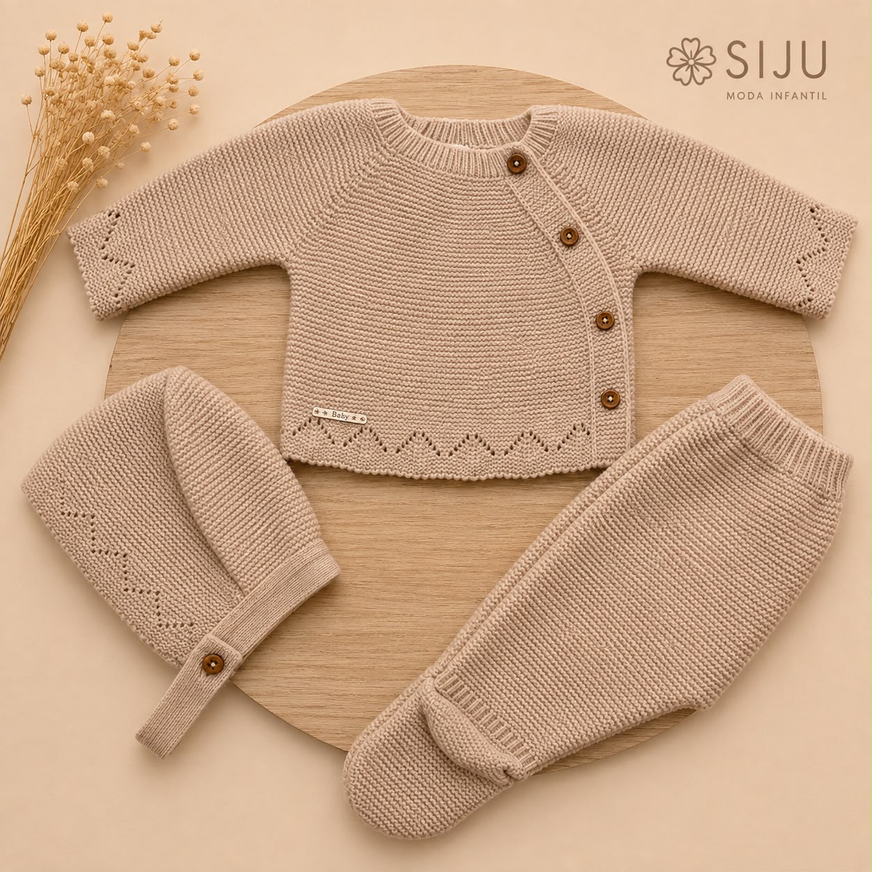 Conjunto de Primera Puesta Beige para Bebé con Capota y Polaina | Siju Moda Infantil
