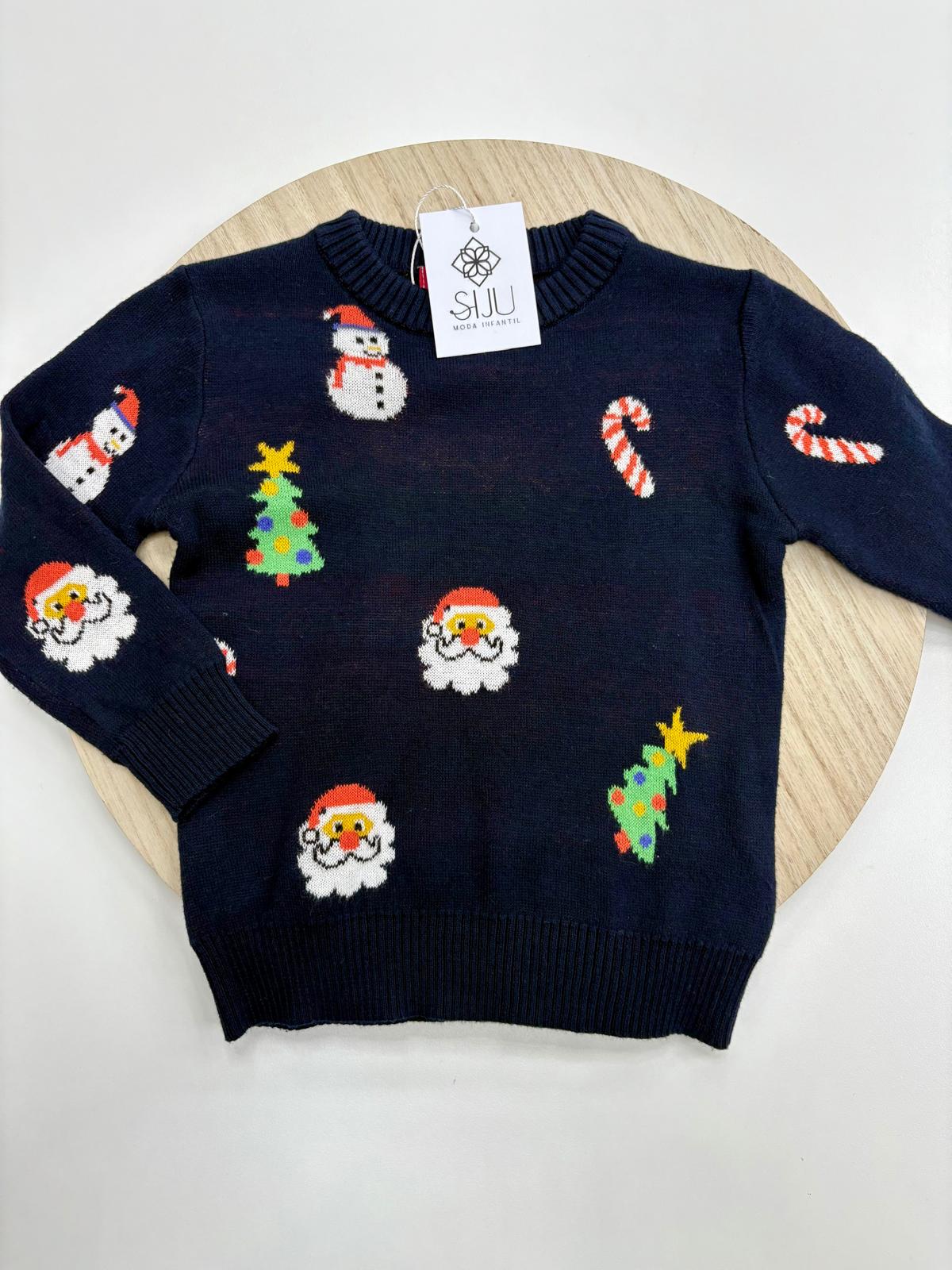 Jersey infantil 1-5 años marino 🎄 con adornos navideños – Navidad con estilo y diversión
