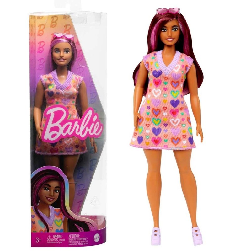 Barbie Fashionista Vestido Corazones Muñeca Curvy+3