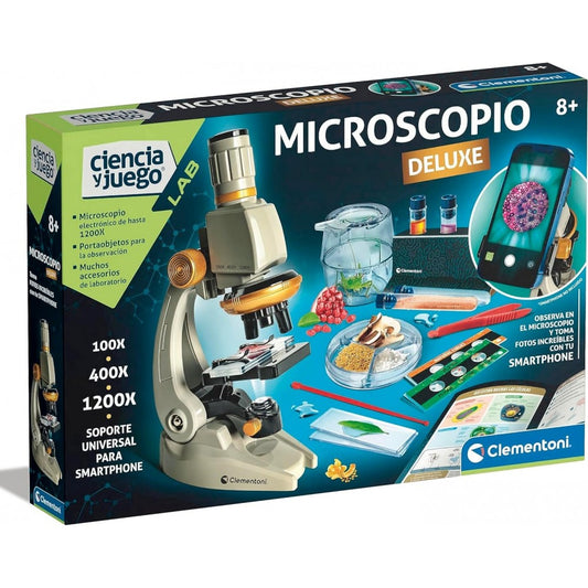 Clementoni - Juego educativo deluxe con microscopio multicolor