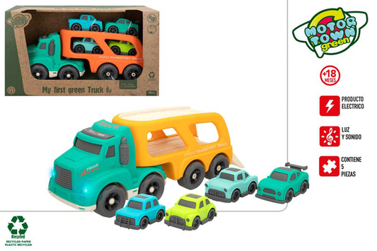 Set de 2 Camiones Portacoches Bioplásticos Motor Town