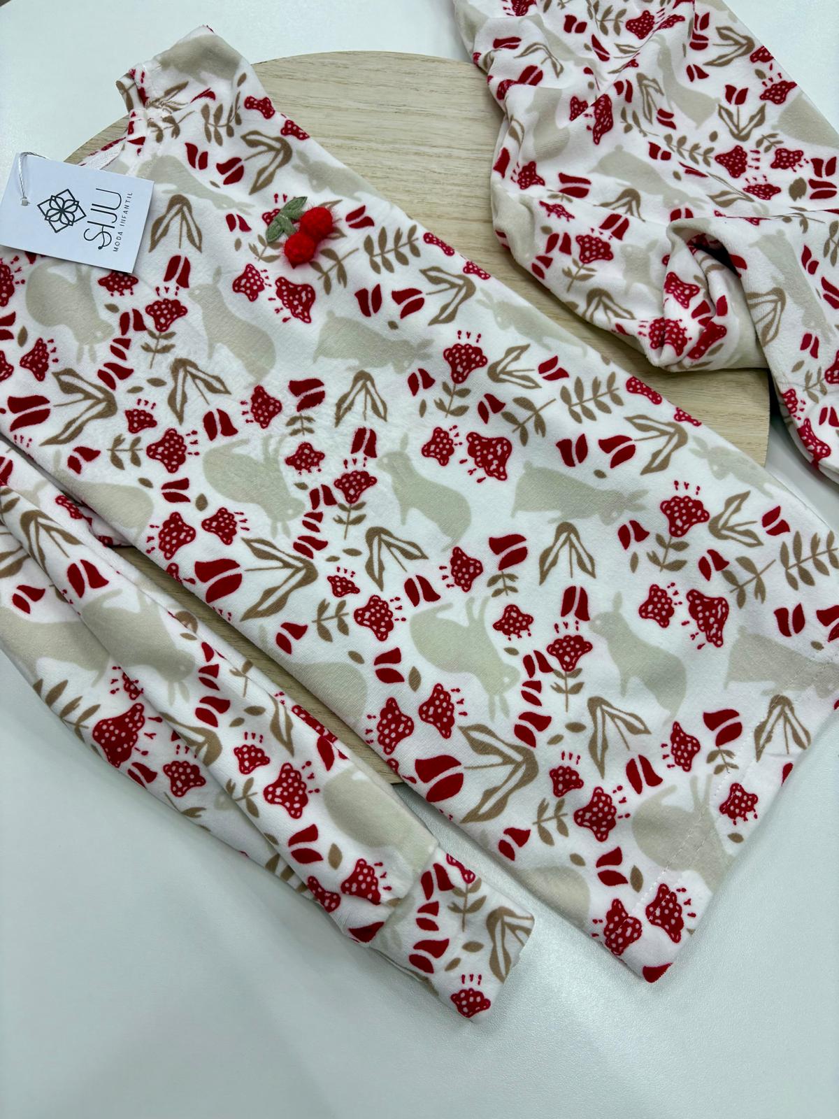 Pijama Navidad Mamá e Hija – Tonos Crudo y Rojo | Tallas 4-14 Años y S-XL