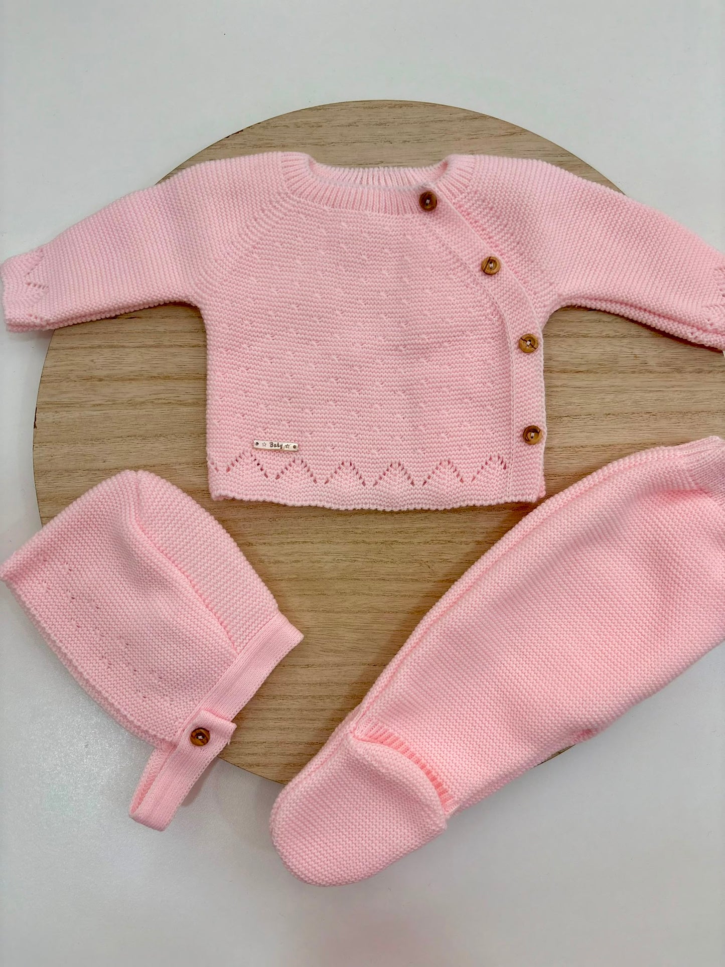 Conjunto de Primera Puesta Rosa Bebé para Bebé con Capota y Polaina | Siju Moda Infantil