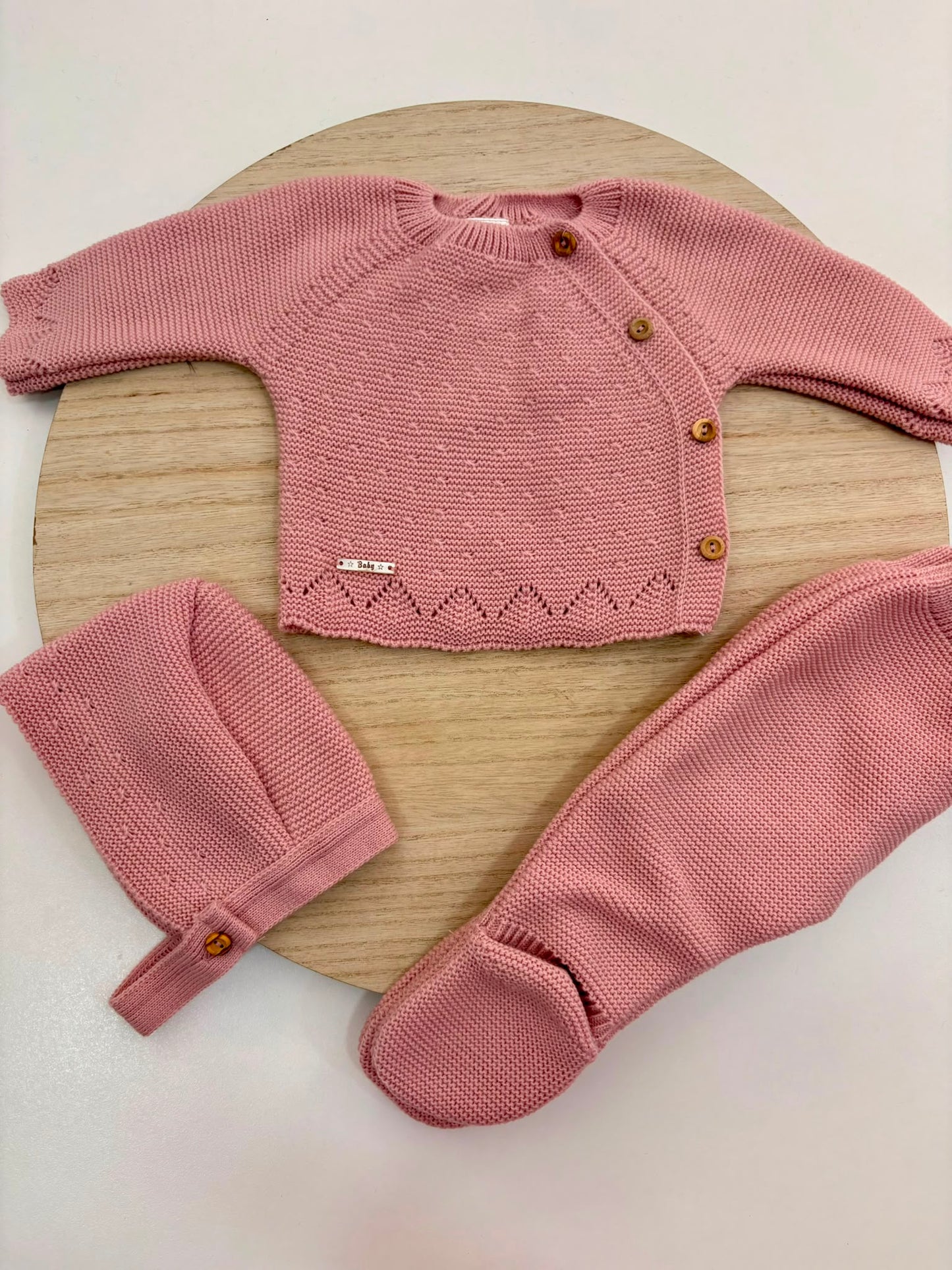 Conjunto de Primera Puesta Rosa Empolvado para Bebé con Capota y Polaina | Siju Moda Infantil