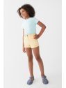 Pantalón Corto Niña Color Maíz con Cintura Fruncida 2 a 16 Años – Colección Verano