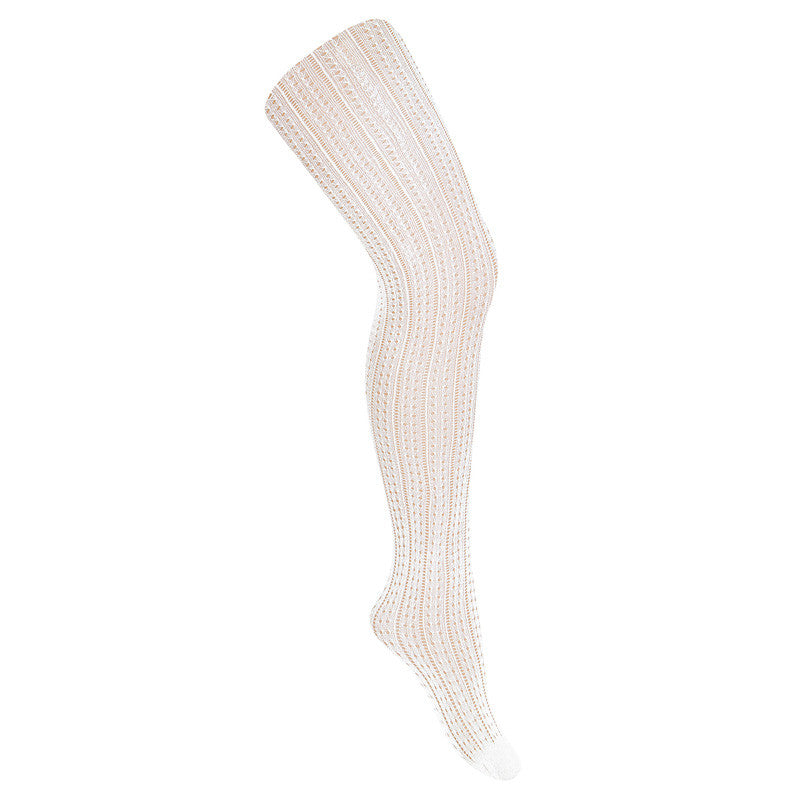 Pantys de poliamida calados blancos para bebé y niña en una gran variedad de color en tallas de 0-3 meses a 12 años. Condor