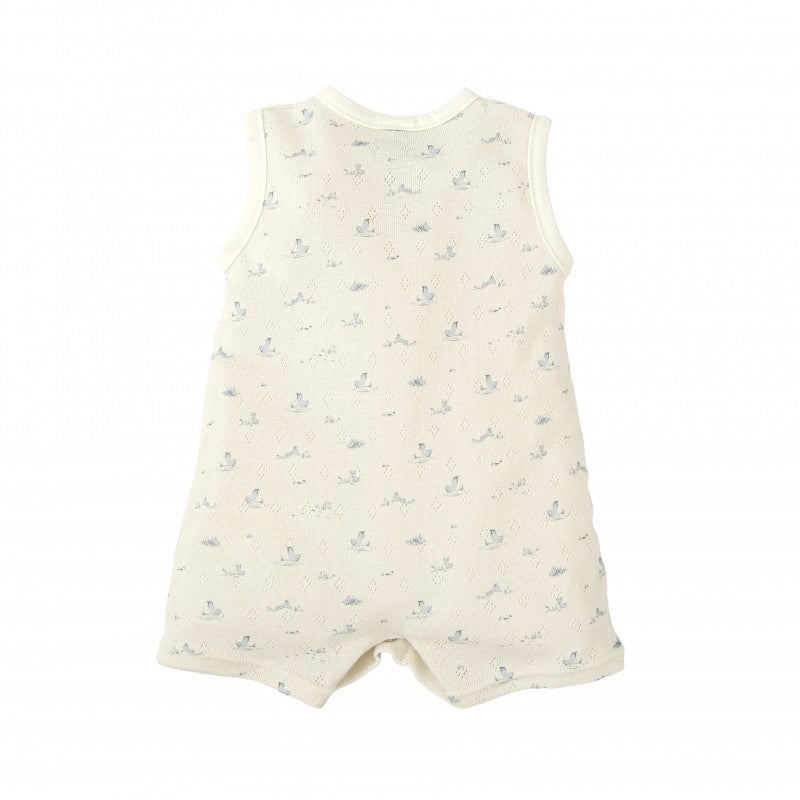 Pelele corto bebé estampado Patos beige con botones Babidu 0-24 meses