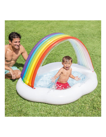 Piscina con para sol arcoíris infantil intex