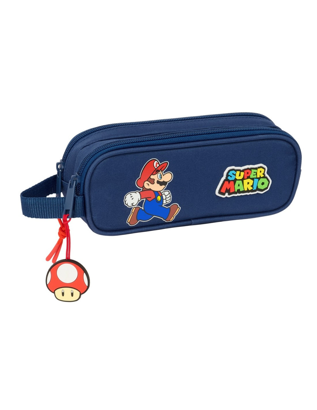 Estuche Doble Super Mario Oficial con Cremalleras y Asa de Mano 21cm