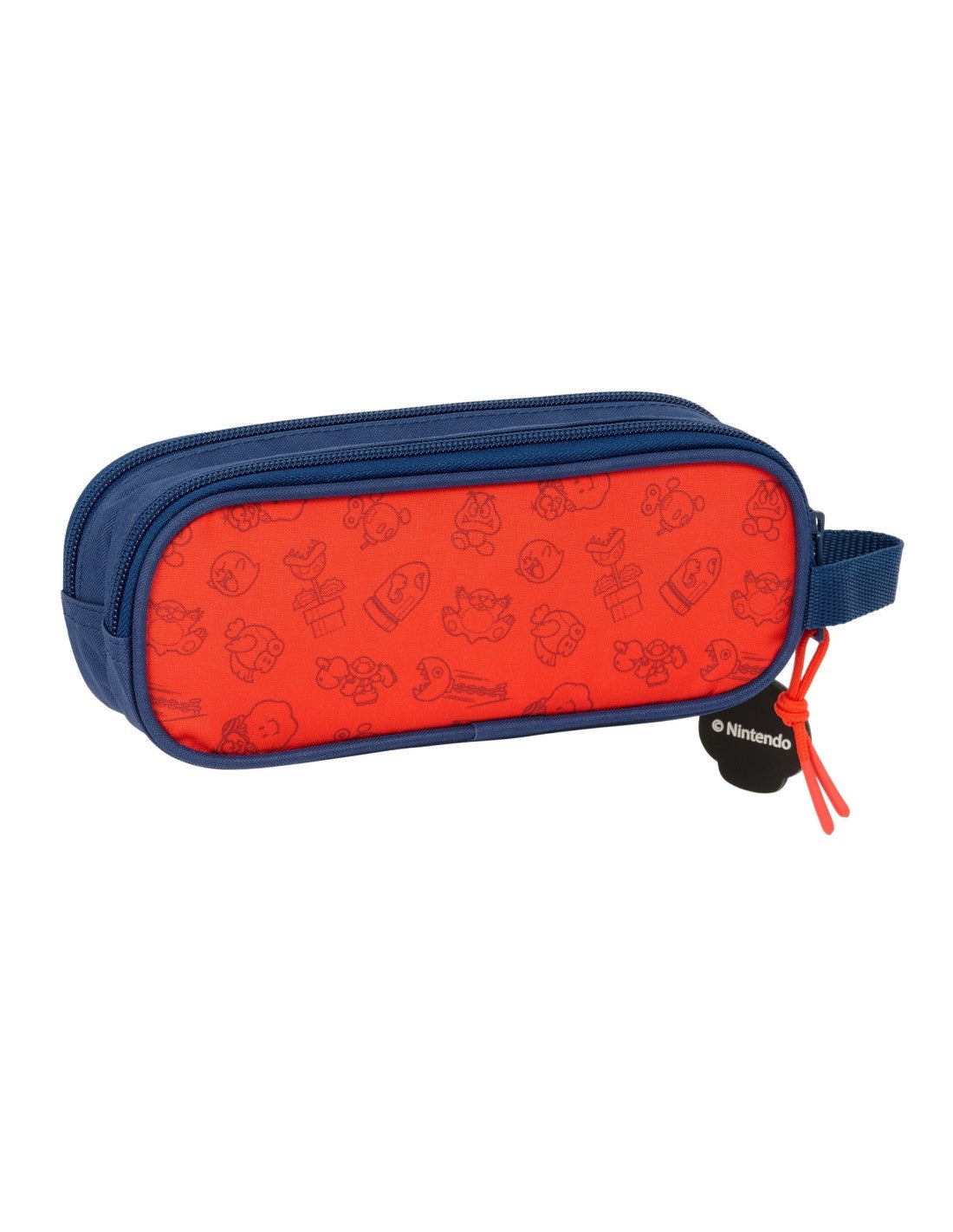 Estuche Doble Super Mario Oficial con Cremalleras y Asa de Mano 21cm