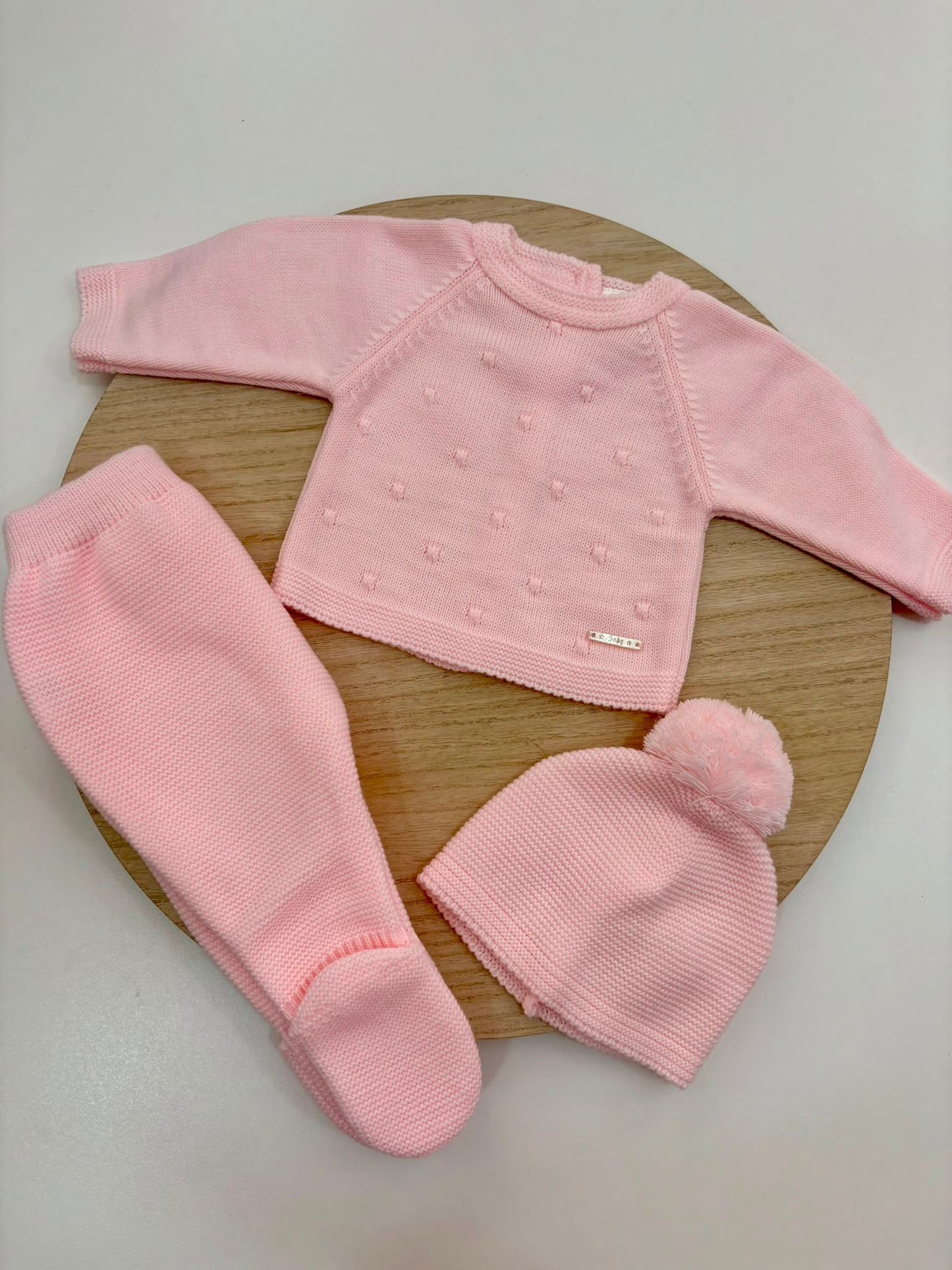 Conjunto de Primera Puesta Rosa Bebé para Bebé con Gorro y Polaina | Siju Moda Infantil