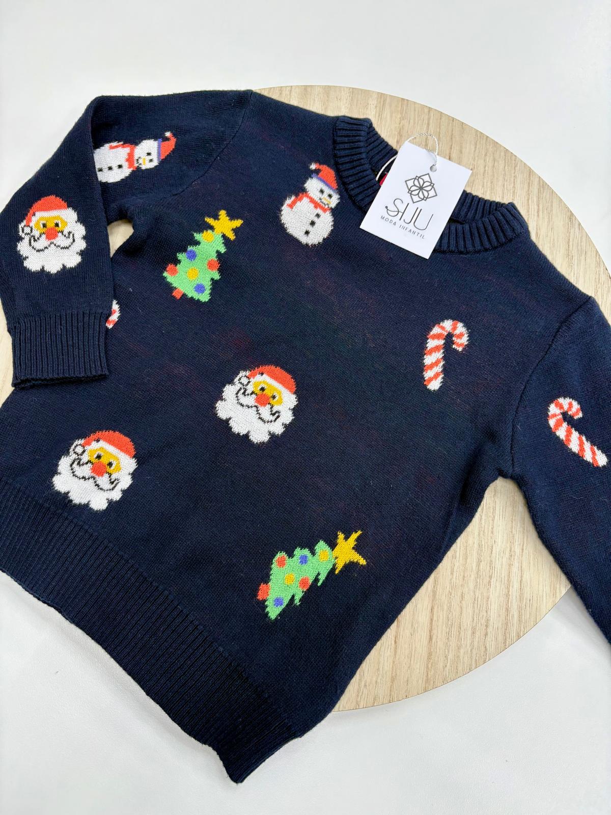 Jersey infantil 1-5 años marino 🎄 con adornos navideños – Navidad con estilo y diversión