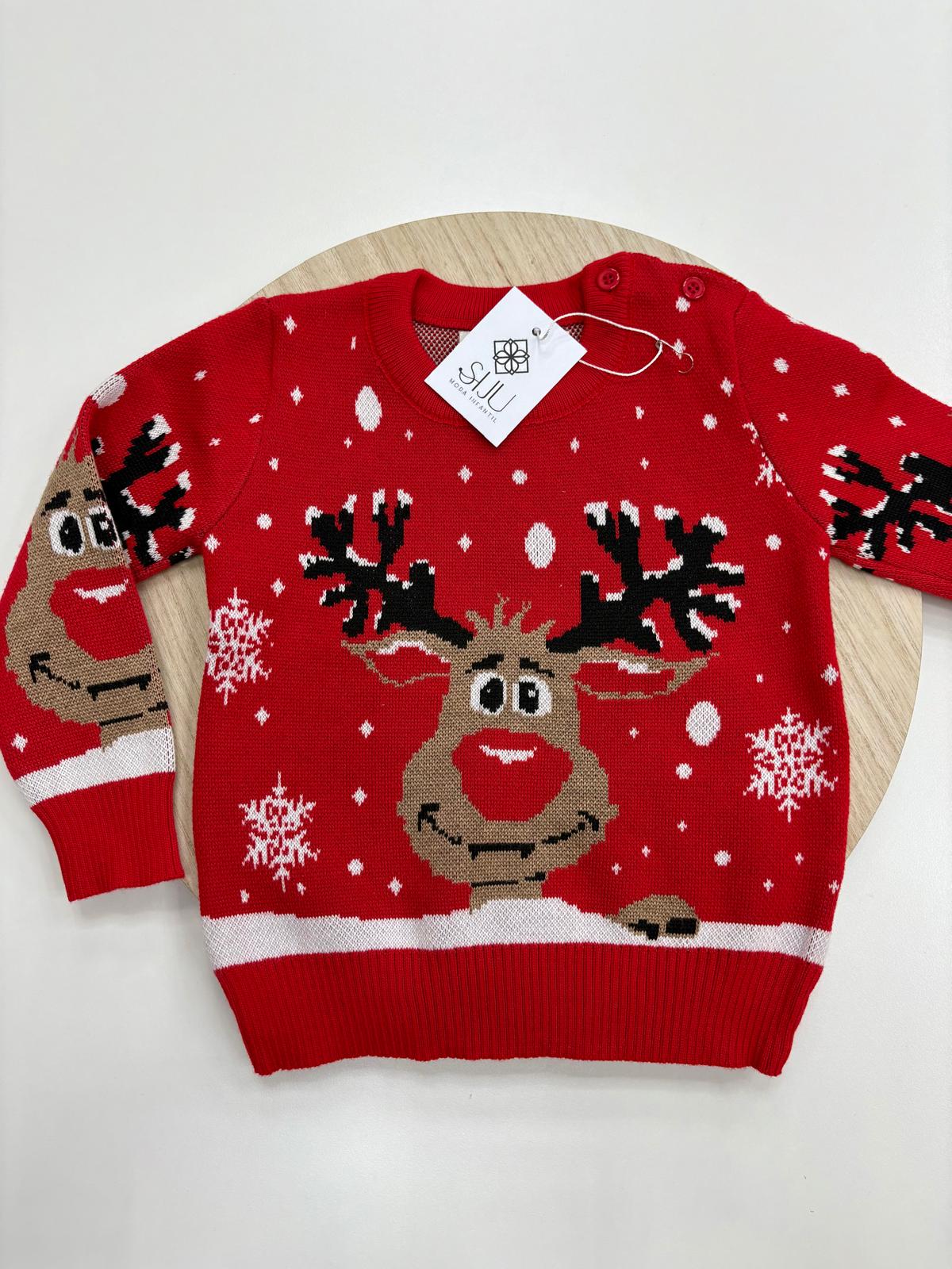Jersey Reno Rojo Navidad Infantil | Tallas 1-5 y 4-14 Años