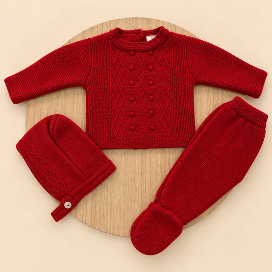Conjunto de Primera Puesta Rojo para Bebé | 00 a 6 Meses