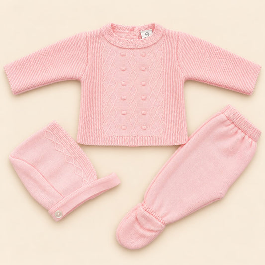 Conjunto de Primera Puesta Rosa Bebé para Bebé | 00 a 6 Meses