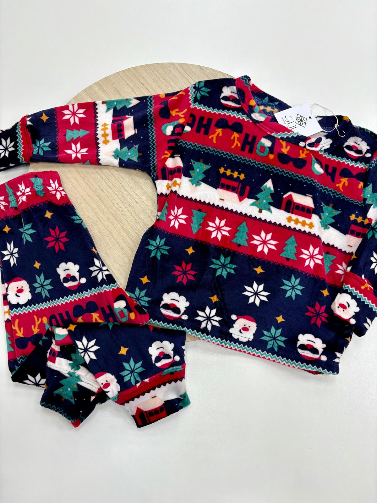 Pijama Navidad Familiar Terciopelo – Infantil y Adulto | Tallas 1-2 a 2XL