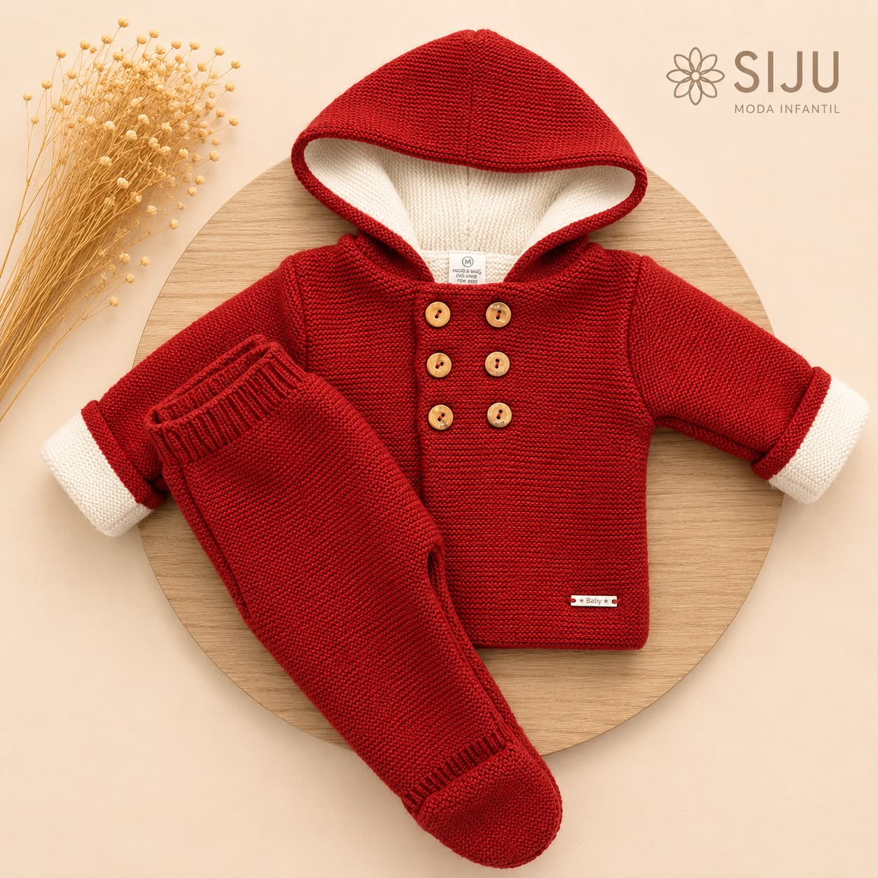 San Francisco de Punto Básico con Capucha Cereza | Tallas 1 a 12 Meses | Siju Moda Infantil