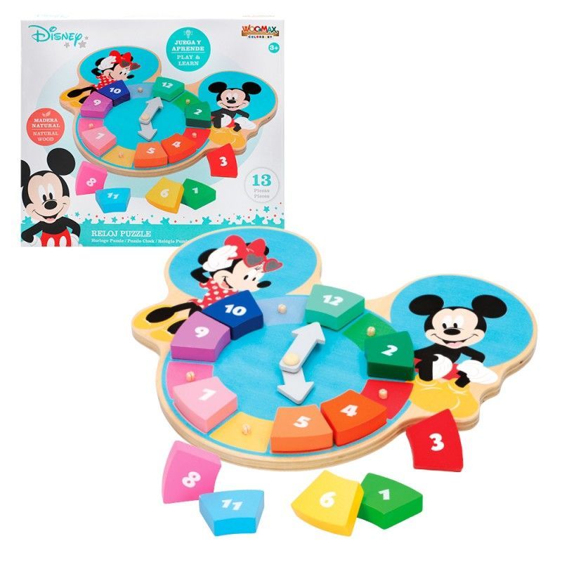 RELOJ MADERA PUZZLE MICKEY Y MINNIE