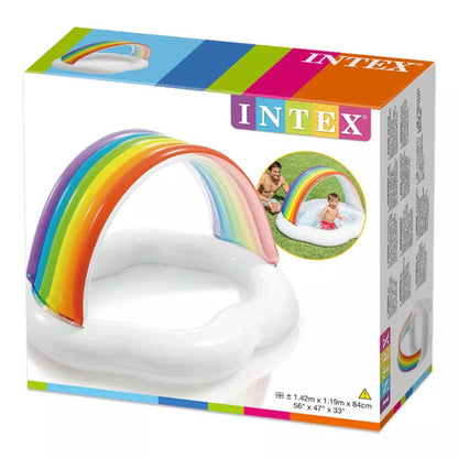 Piscina con para sol arcoíris infantil intex