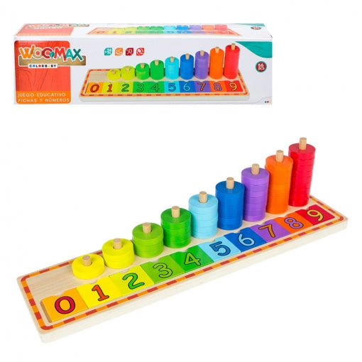 JUEGO EDUCATIVO NUMEROS Y COLORES DE MADERA